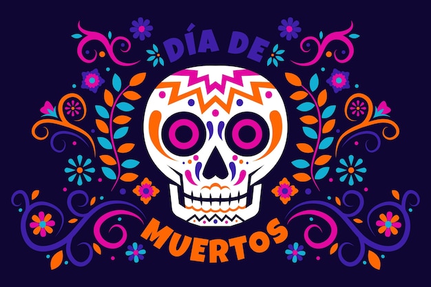 Vector fondo dia de muertos dibujado a mano