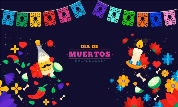 Vector fondo dia de muertos dibujado a mano