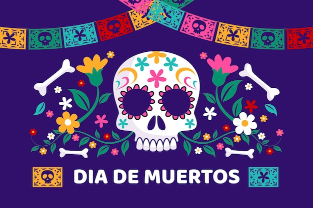 Fondo de dia de muertos en diseño plano