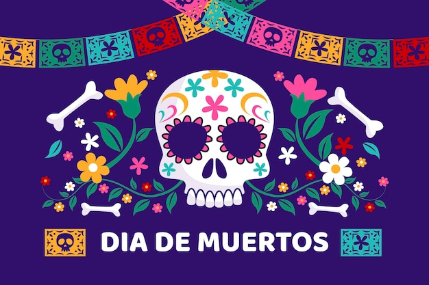 Fondo de dia de muertos en diseño plano