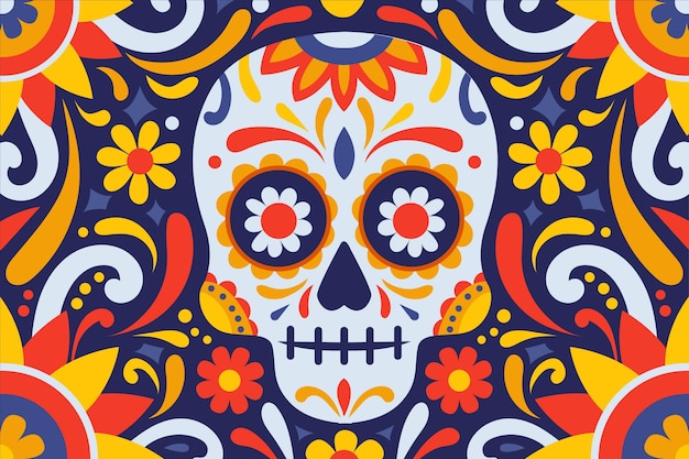 Fondo de dia de muertos en diseño plano