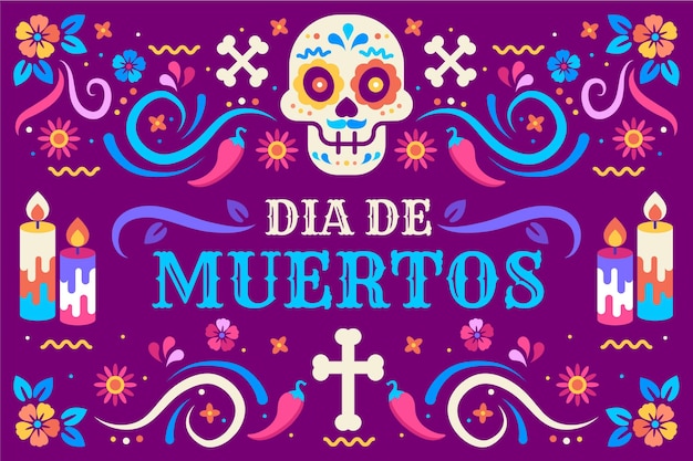 Fondo de dia de muertos en diseño plano