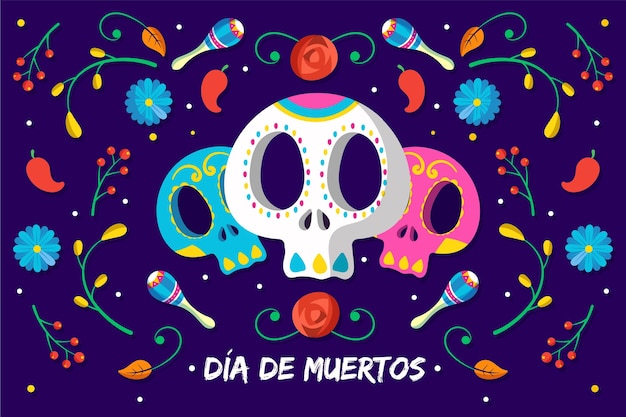 Vector fondo de dia de muertos en diseño plano