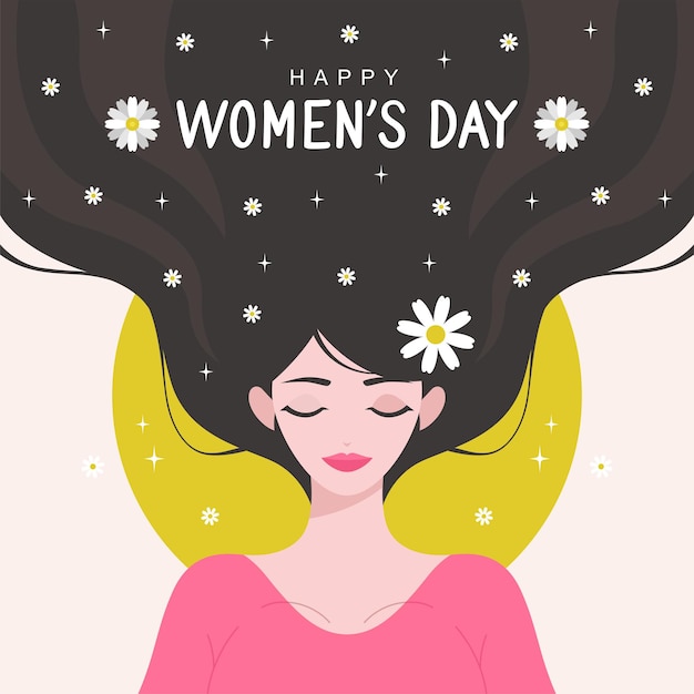 Fondo del día de la mujer con cara de mujer plana