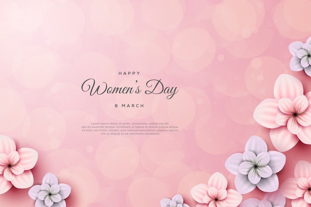 Fondo del día de la mujer con flores apiladas.