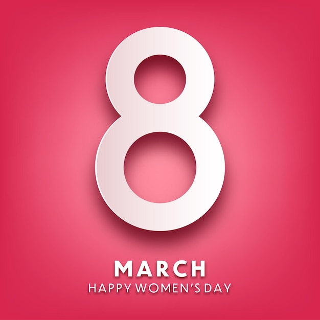 Fondo del día de la mujer con texto marcha tarjeta de felicitación de papel de vacaciones internacionales con número y fecha