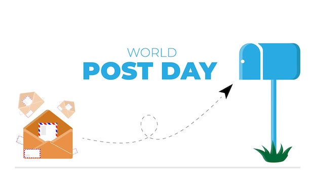 Fondo del Día Mundial del Correo que se celebra el 9 de octubre con una carta de mapa de buzón para saludar