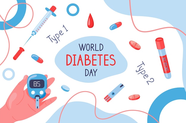 Fondo del día mundial de la diabetes con glucómetro