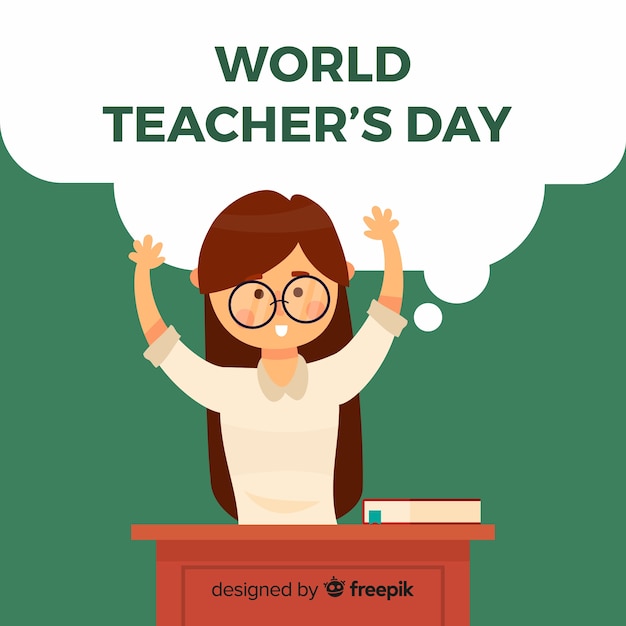 Fondo de día mundial del maestro con profesora