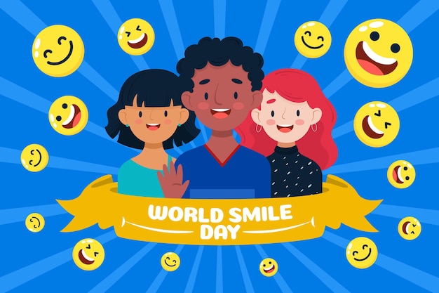 Vector fondo del día mundial de la sonrisa dibujada a mano