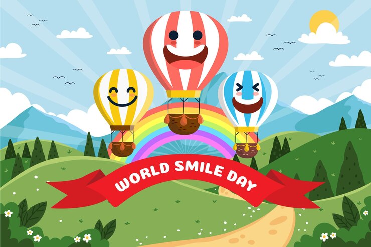 Vector fondo del día mundial de la sonrisa dibujada a mano