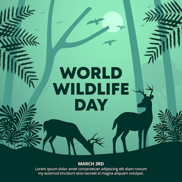 Fondo del Día Mundial de la Vida Silvestre con animales y selva