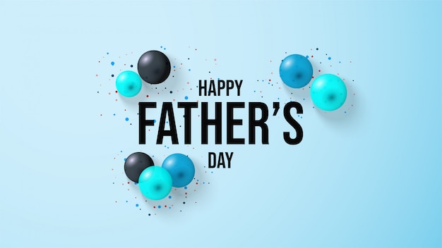 Fondo del día del padre con la ilustración de un globo de globo 3d sobre un fondo azul.
