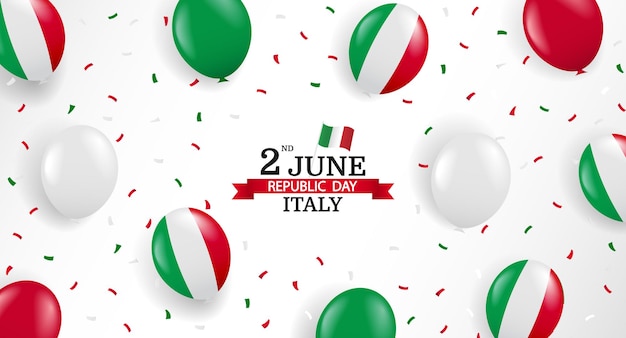 Fondo de día de la república de italia con globos