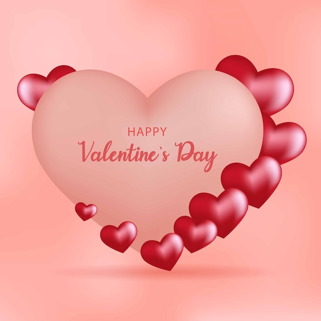 Fondo del día de San Valentín con color pastel y corazón rojo vector realista
