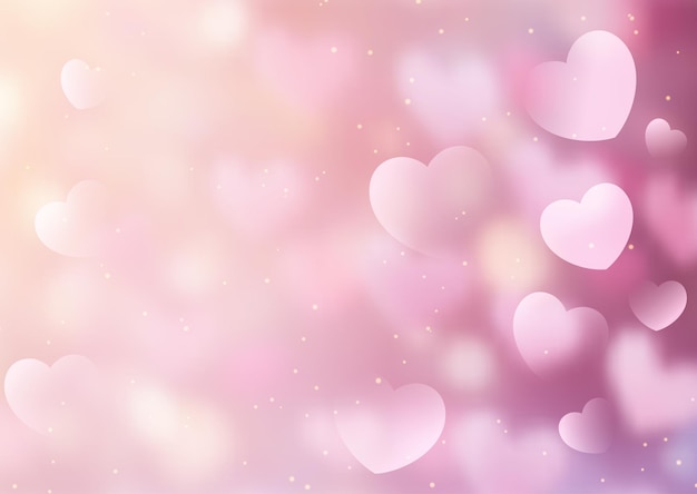 Fondo de día de San Valentín de color rosa pastel con luces bokeh en forma de corazón