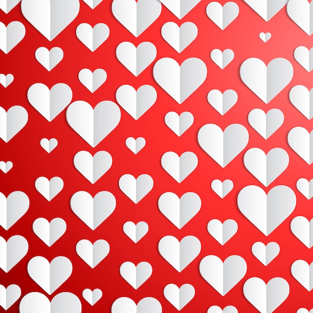 Fondo del día de San Valentín con corazones de papel