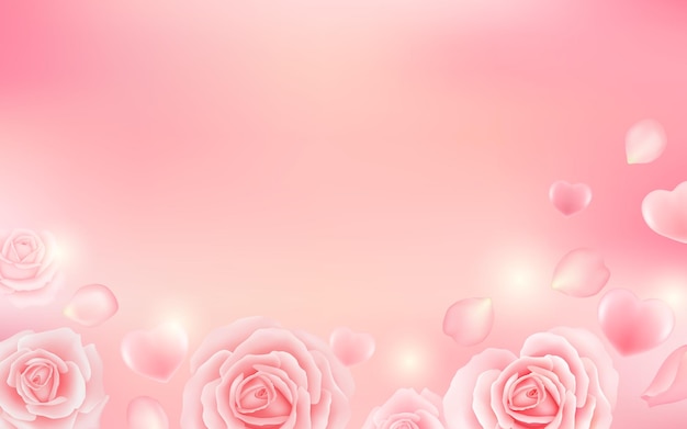 Fondo del día de San Valentín con corazones y rosas Ilustración vectorial