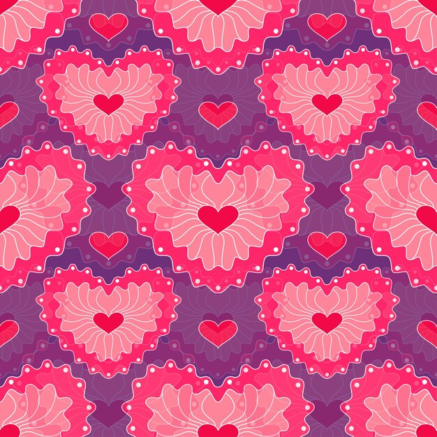 Fondo del día de San Valentín Fondo inconsútil del vector del modelo del corazón Fondo romántico del vector