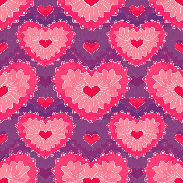 Vector fondo del día de san valentín fondo inconsútil del vector del modelo del corazón fondo romántico del vector