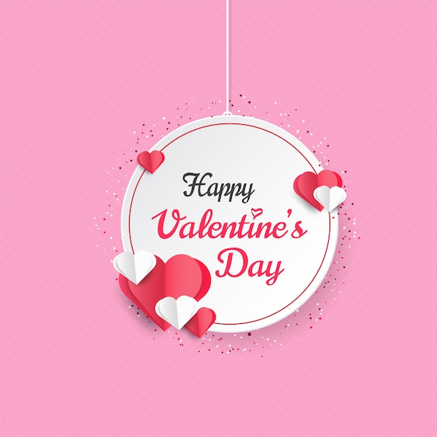 Fondo del día de San Valentín con forma de corazones en estilo de corte de papel