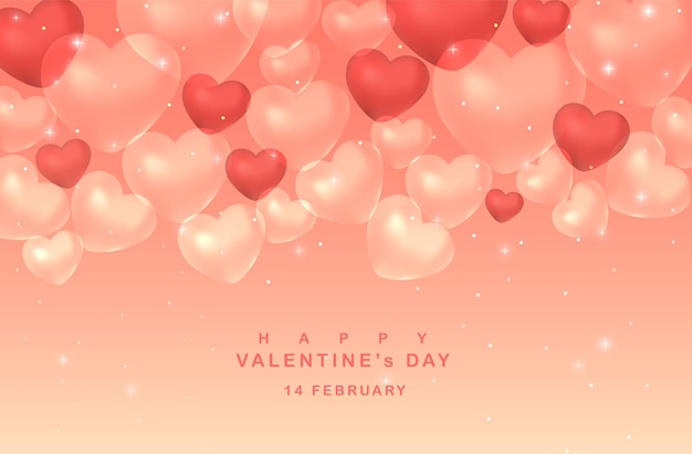 Fondo del día de san valentín en globos de corazón