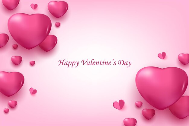 Fondo del día de san valentín con hermosos corazones rosas