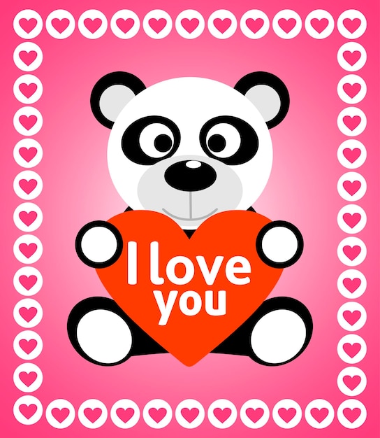 Vector fondo del día de san valentín con panda