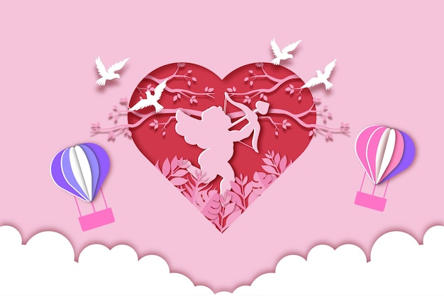 Vector fondo del día de san valentín en papel