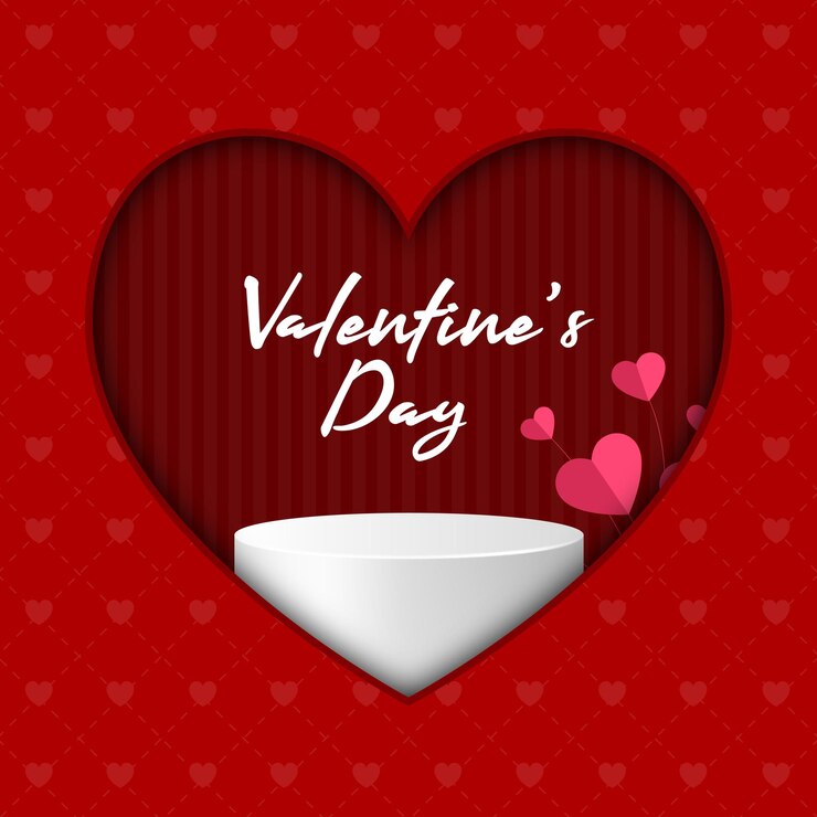 Fondo del día de san valentín con un podio decorativo de corazones de amor
