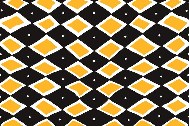 Fondo de diamante geométrico con colores amarillos y negros textura de azulejos retro resumen en negrita