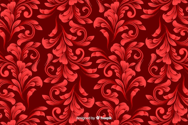 Vector fondo dibujado decorativo de estilo damasco