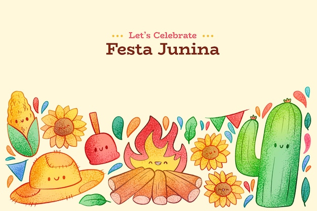 Fondo dibujado a mano para la celebración brasileña de las festas juninas