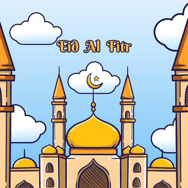 fondo dibujado a mano de eid al fitr