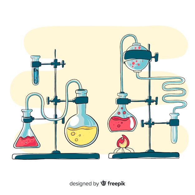 Fondo dibujado a mano elementos química