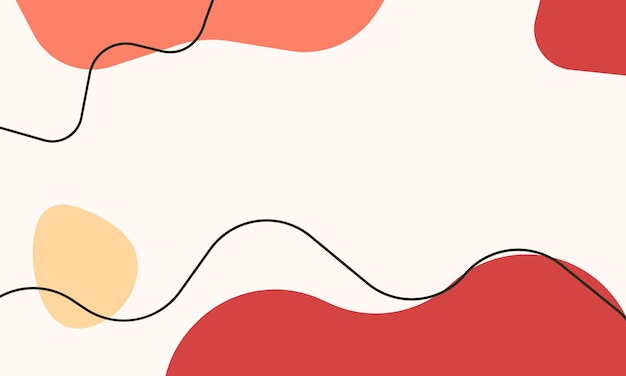Fondo dibujado a mano minimalista de arte abstracto simple con líneas onduladas y lindas formas de manchas coloridas