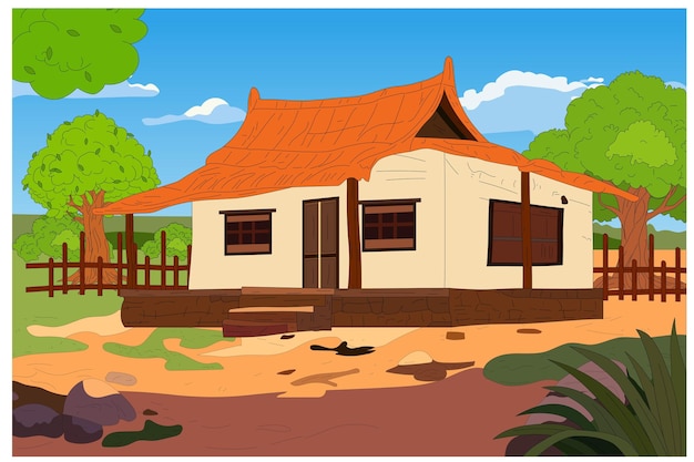 Fondo de dibujos animados de una aldea india