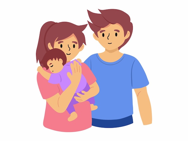 Fondo de dibujos animados de la familia feliz Ilustración
