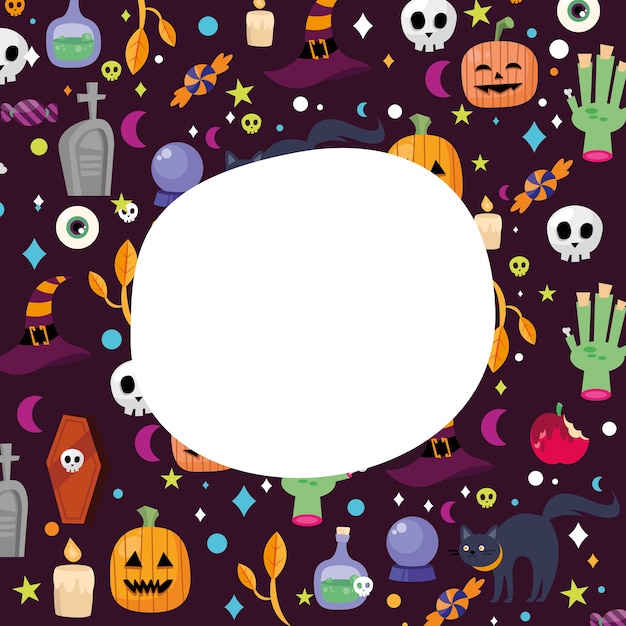 Fondo de dibujos animados de Halloween con espacio para diseño de texto, tema de miedo