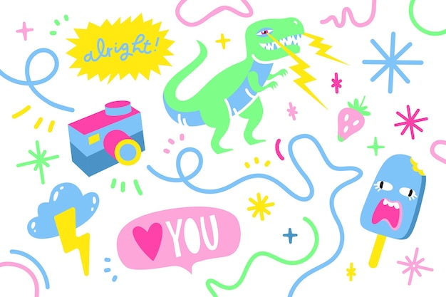 Fondo de dibujos animados de moda dibujados a mano