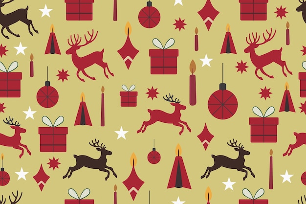 Fondo de dibujos animados de Navidad con un patrón sin costuras