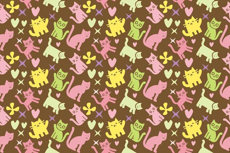 Vector fondo de dibujos animados con patrón de gato descarga gratuita