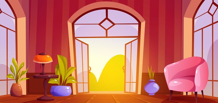 Fondo de dibujos animados de la sala de estar Ilustración interior vectorial