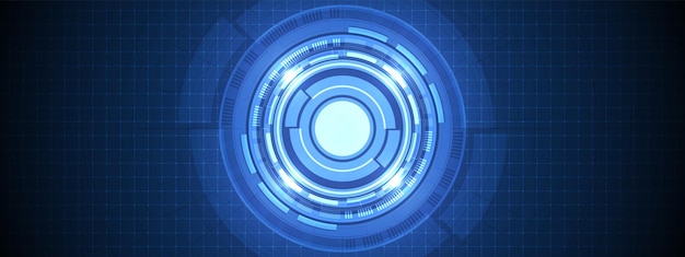 Fondo digital abstracto círculo superpuesto, tecnología de lentes inteligentes con efecto de luz