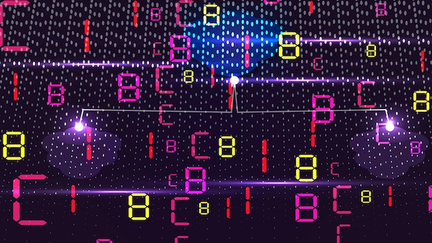 Fondo digital abstracto con números binarios brillantes