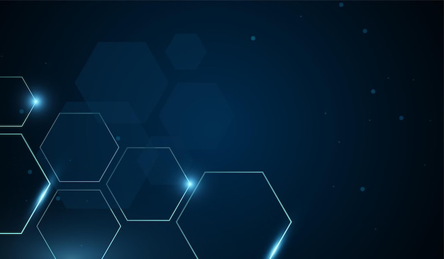 Un fondo digital azul oscuro con contornos hexagonales brillantes Una colección de hexágonos azules de neón