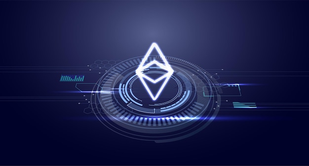 Vector fondo digital futurista de ethereum concepto de criptomoneda