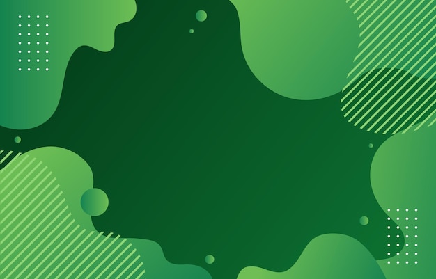 Fondo dinámico verde abstracto con elementos de línea y puntos