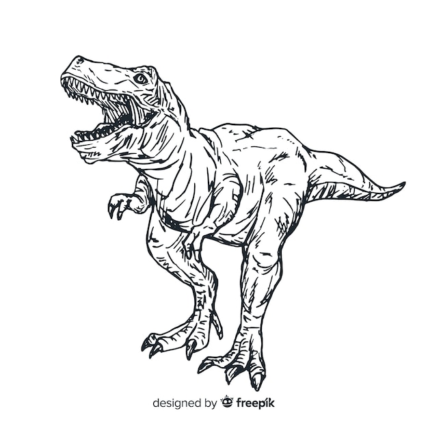 Vector fondo de dinosaurio t-rex dibujado a mano