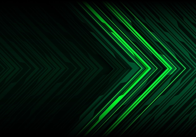 Fondo de dirección de flecha de línea negra luz verde.